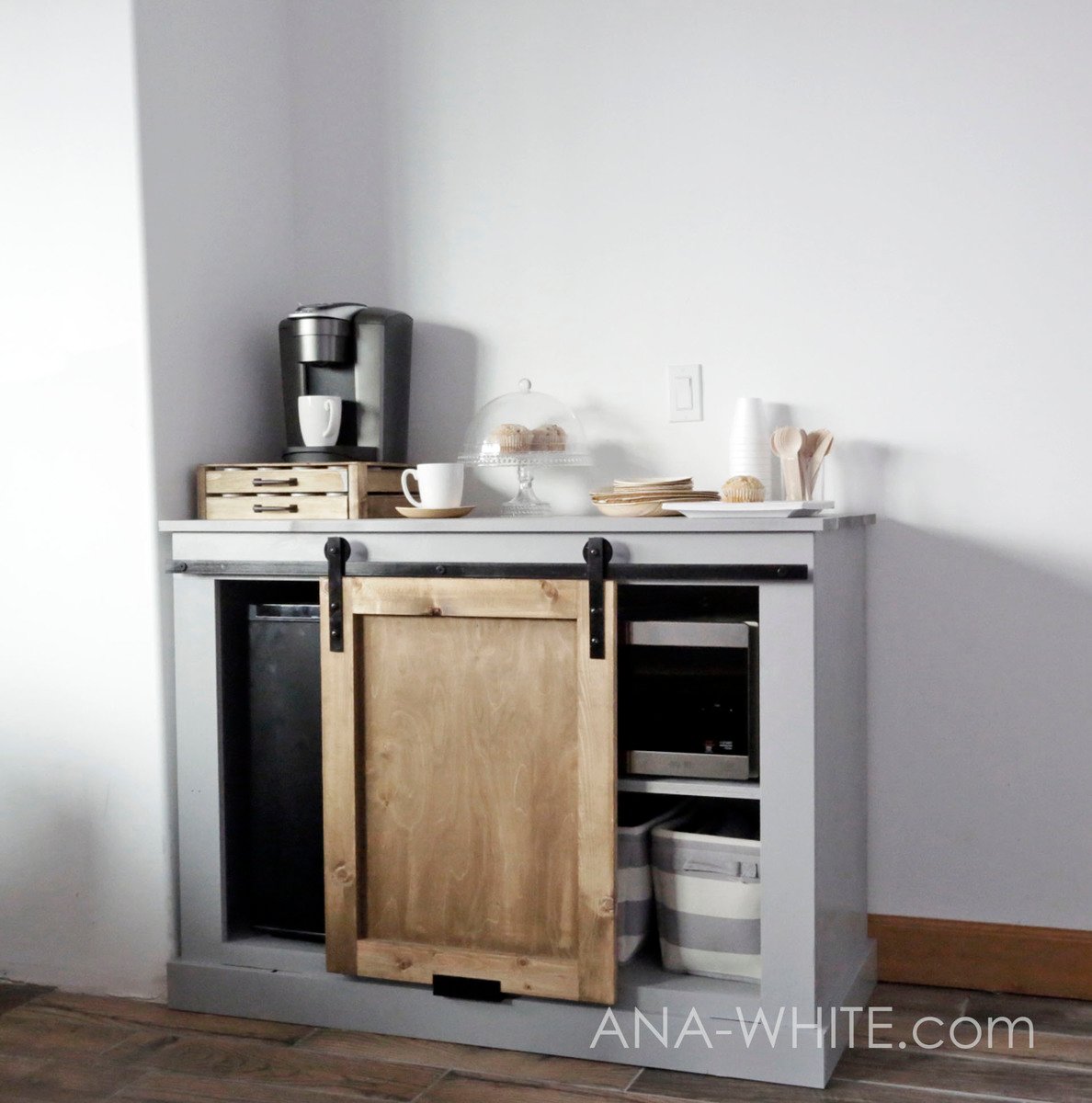 Ana White | Barn Door Cabinet with Mini Fridge and Microwave - DIY Projects